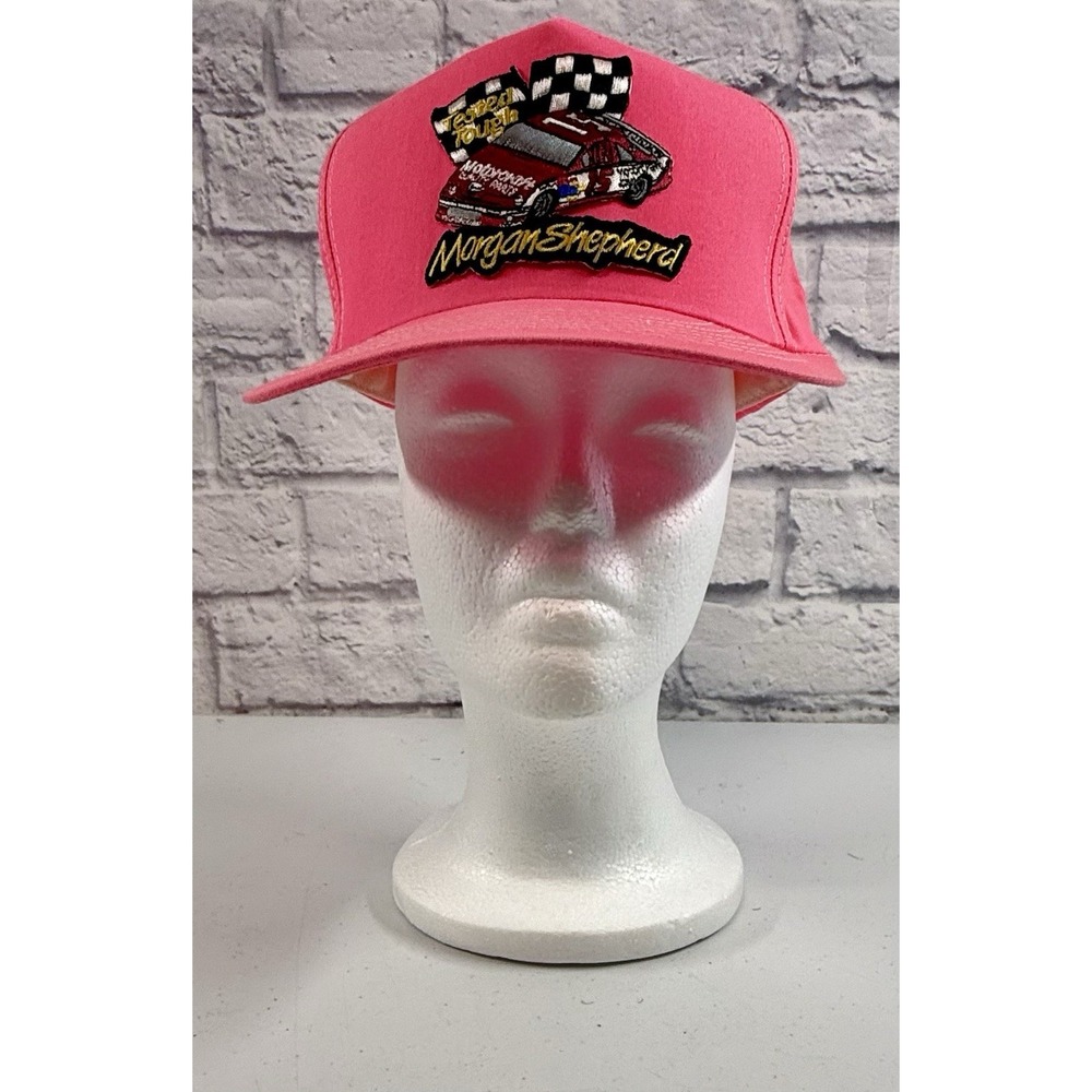Vintage Morgan Shepherd Trucker Hat Snapback NASCAR Hot Pink 90s EXCELLENT!